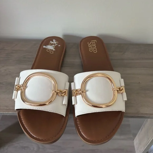 Franco Sarto White Slide Sandals NWOT - Picture 2 of 9